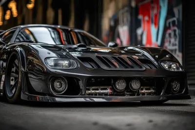 Black Custom Sports Car Parked In Urban Alleyway