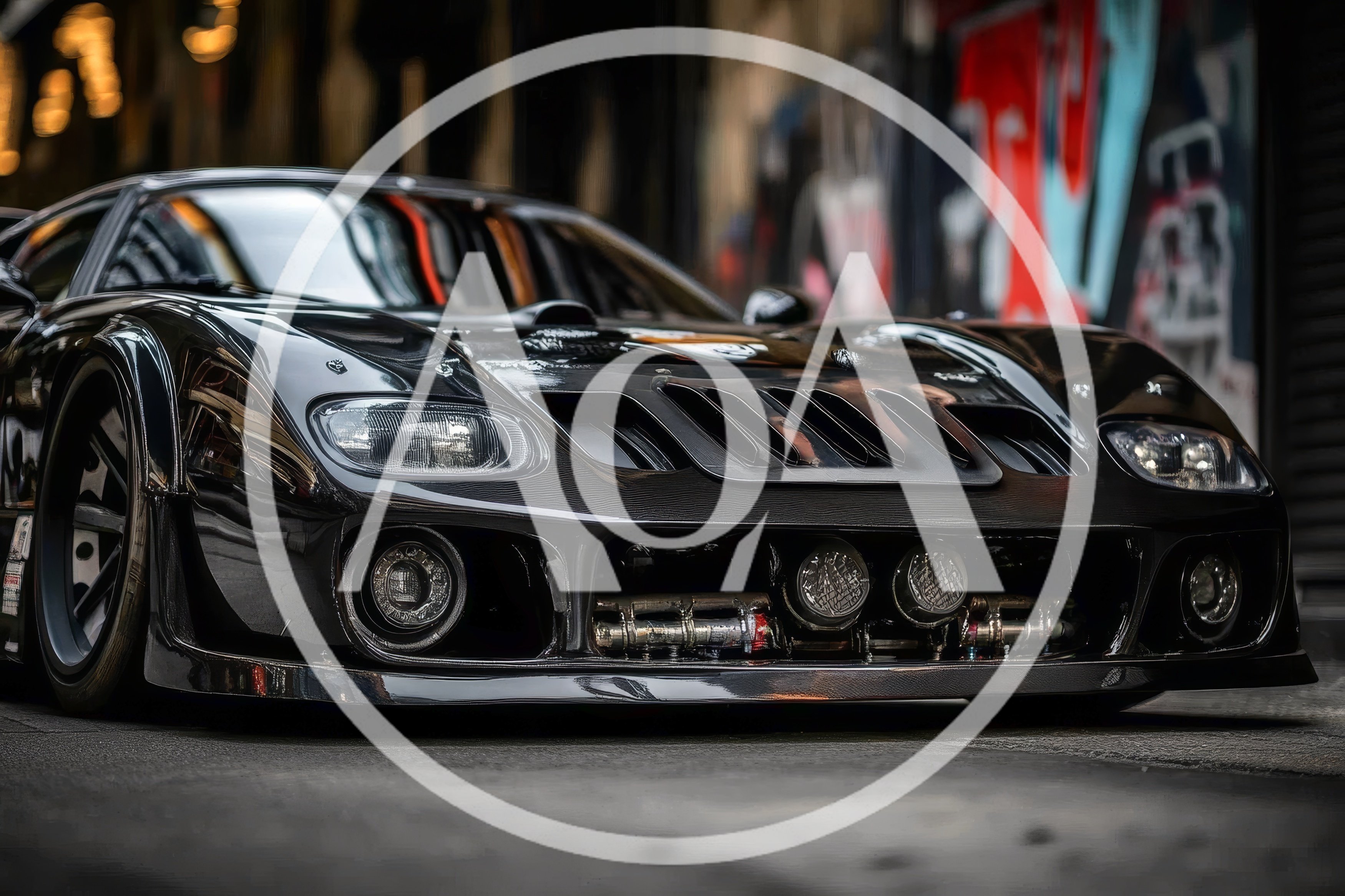 Black Custom Sports Car Parked In Urban Alleyway