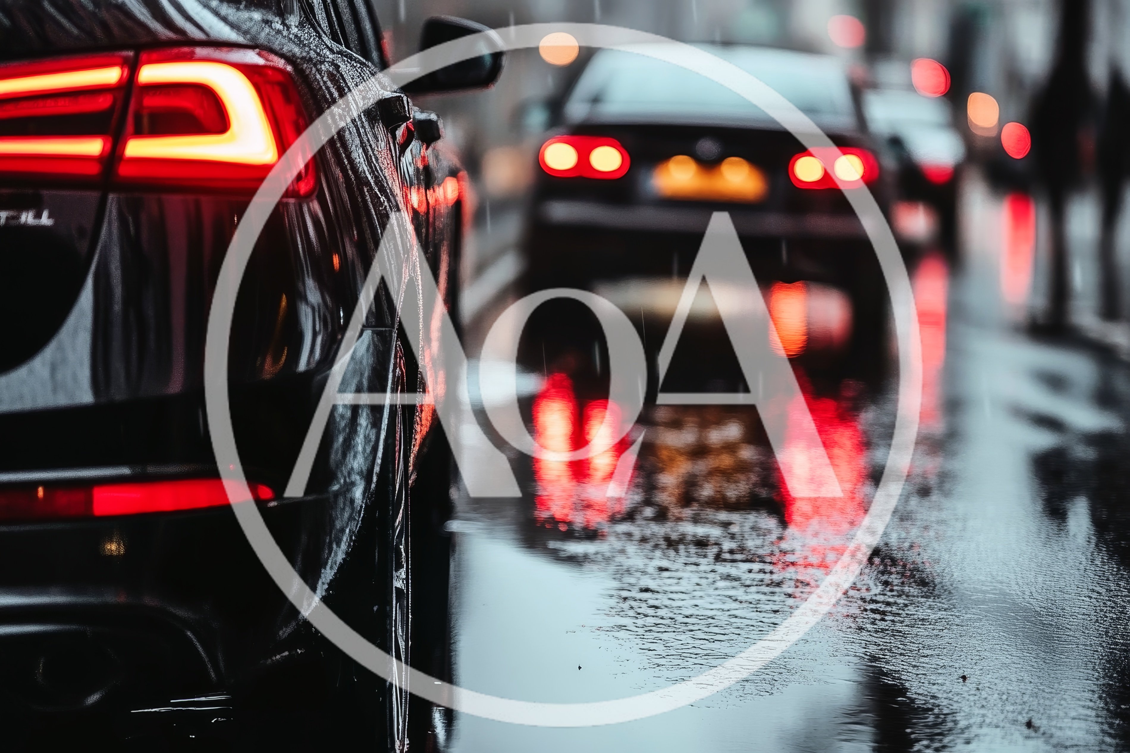 Traffic Jam on a Rainy City Street