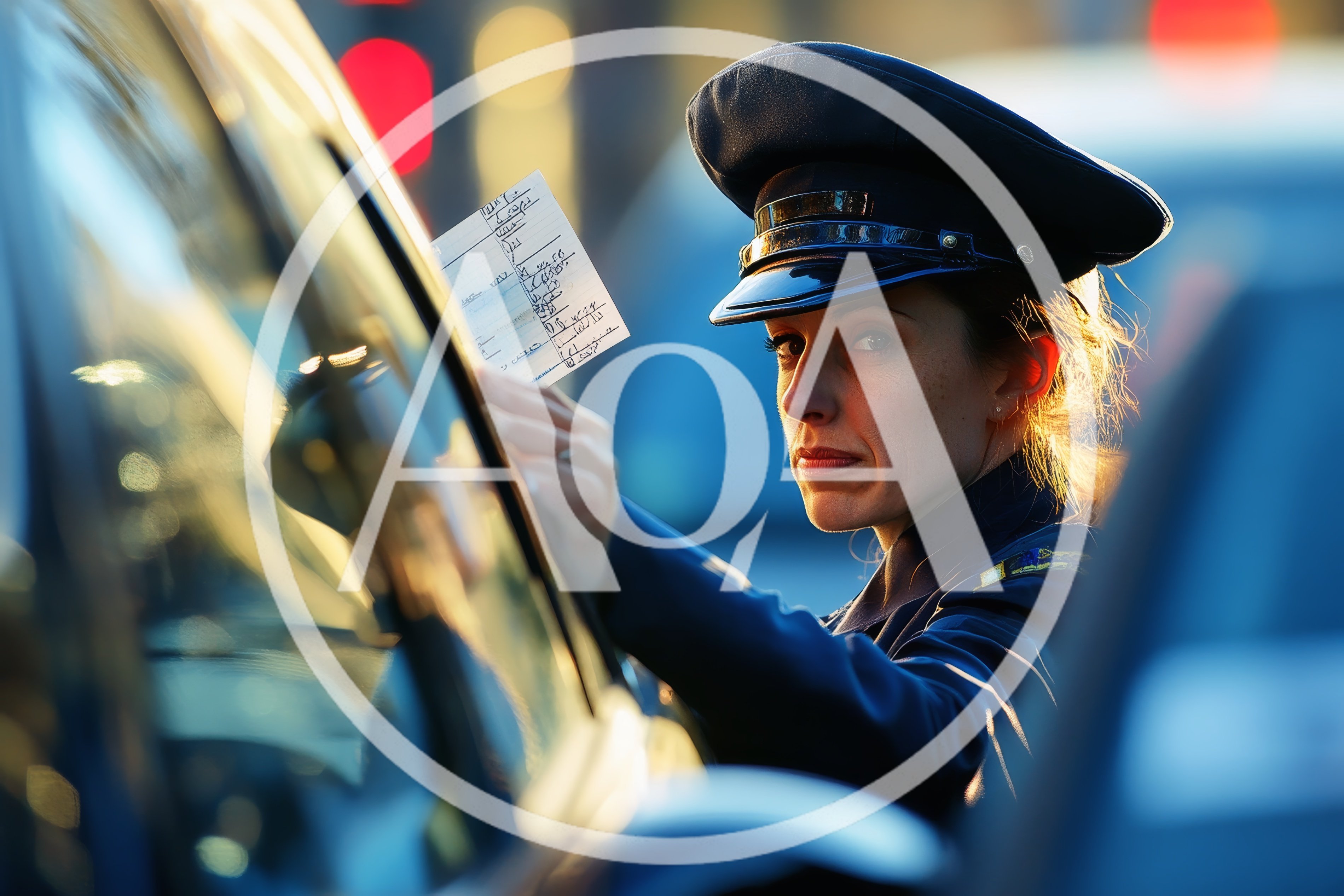 Female Police Officer Issuing A Parking Ticket