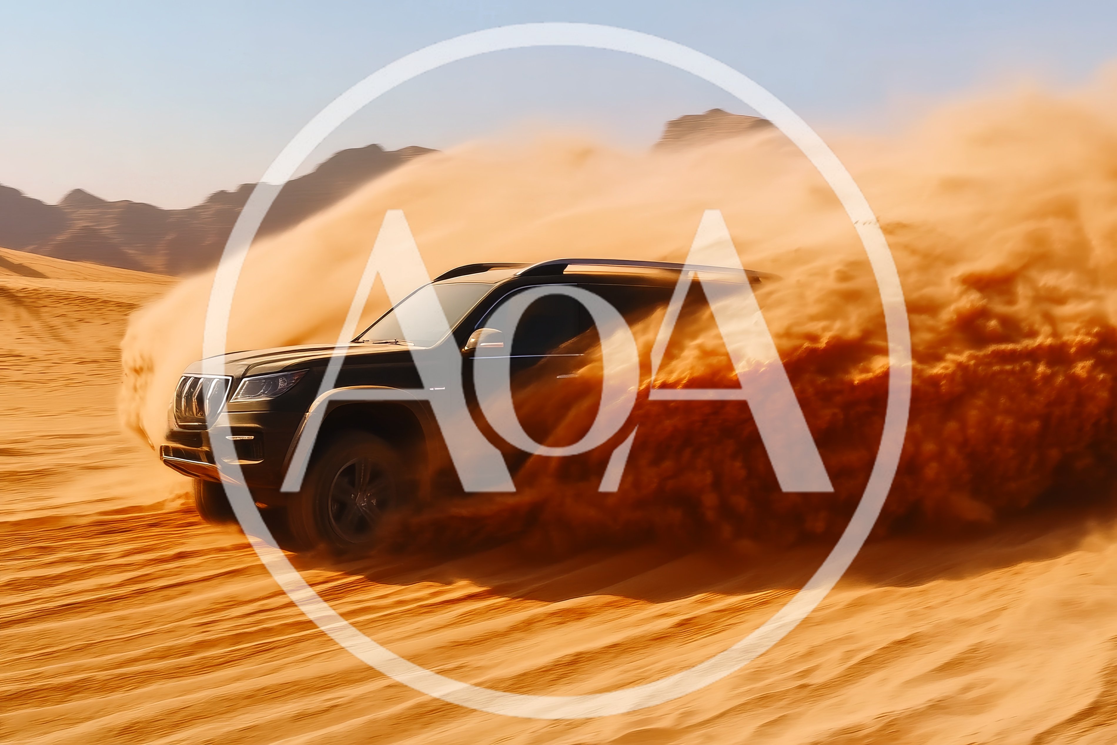 Black SUV Drifting Through Desert Sand Dunes
