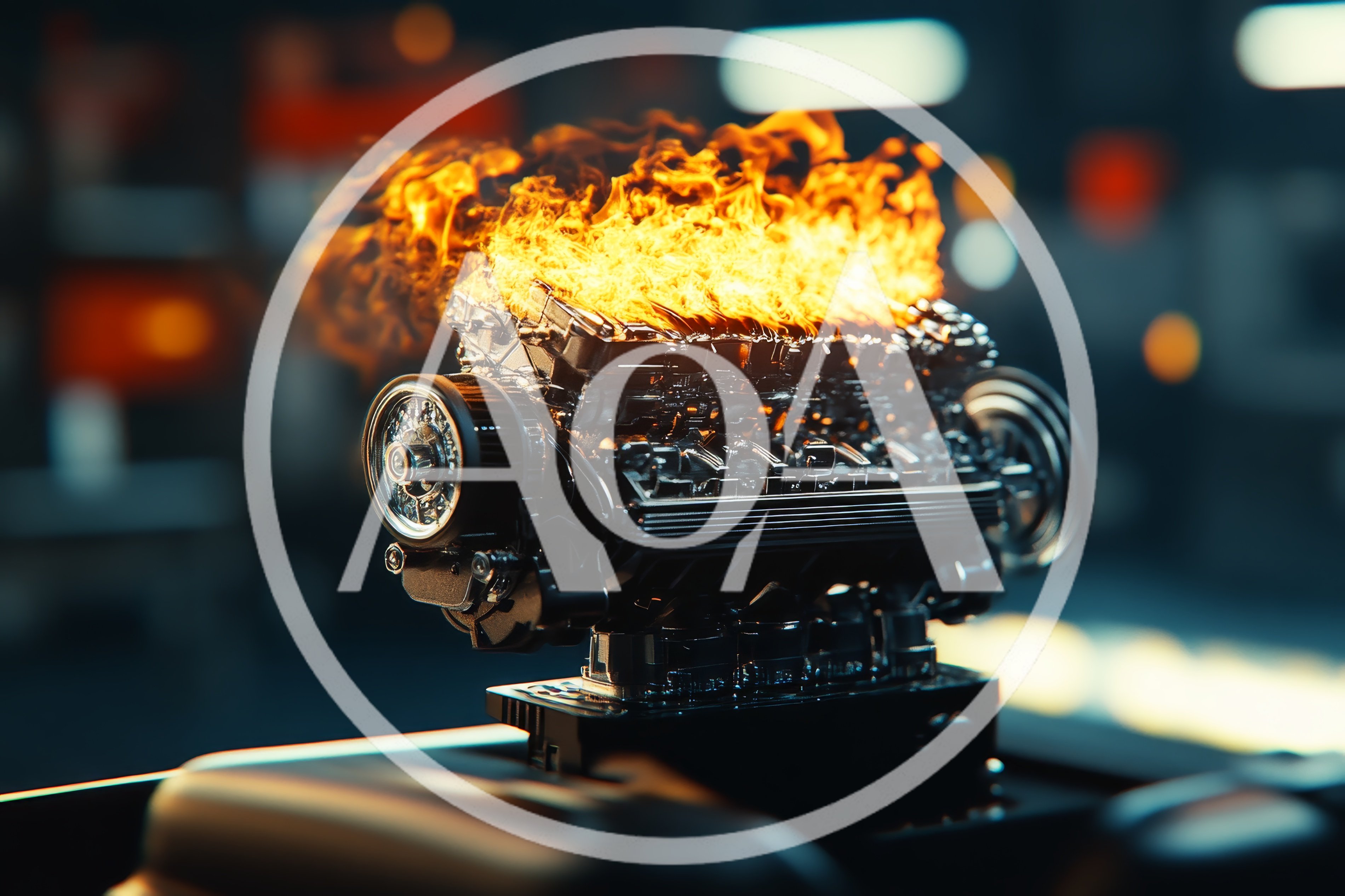 Car Engine Engulfed In Intense Flames