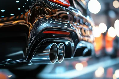 Close Up Of Luxury Car Exhaust Pipes