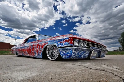 Custom Lowrider Car With Artistic Paint Job