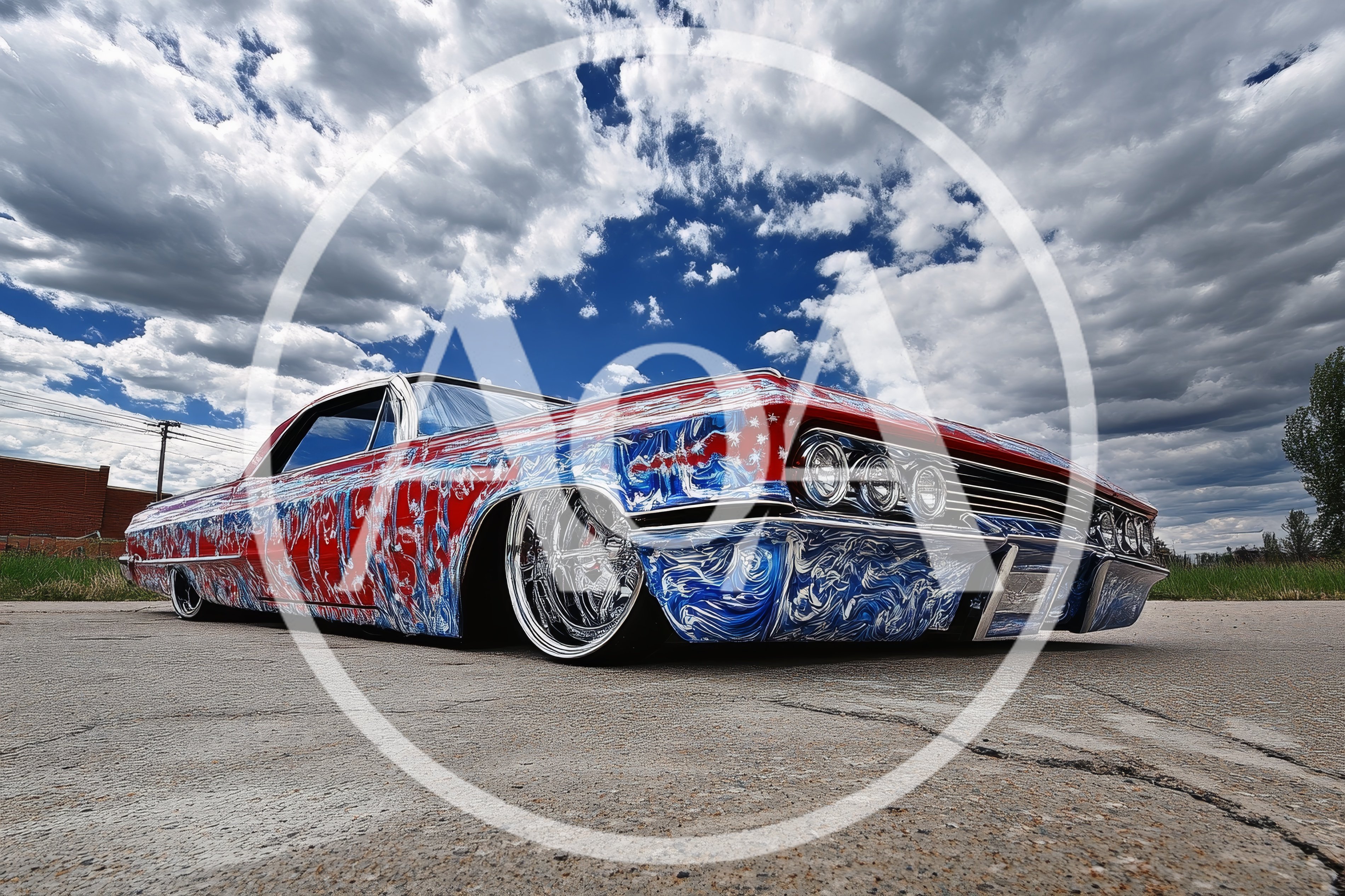 Custom Lowrider Car With Artistic Paint Job