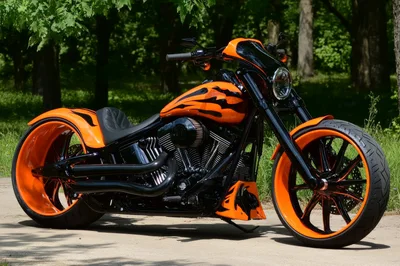Custom Orange And Black Chopper Motorcycle