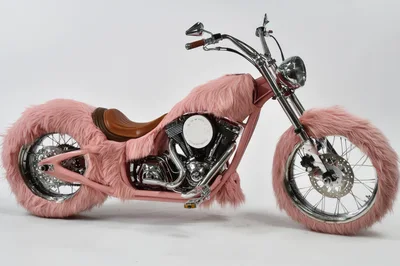 Custom Pink Fur Covered Chopper Motorcycle