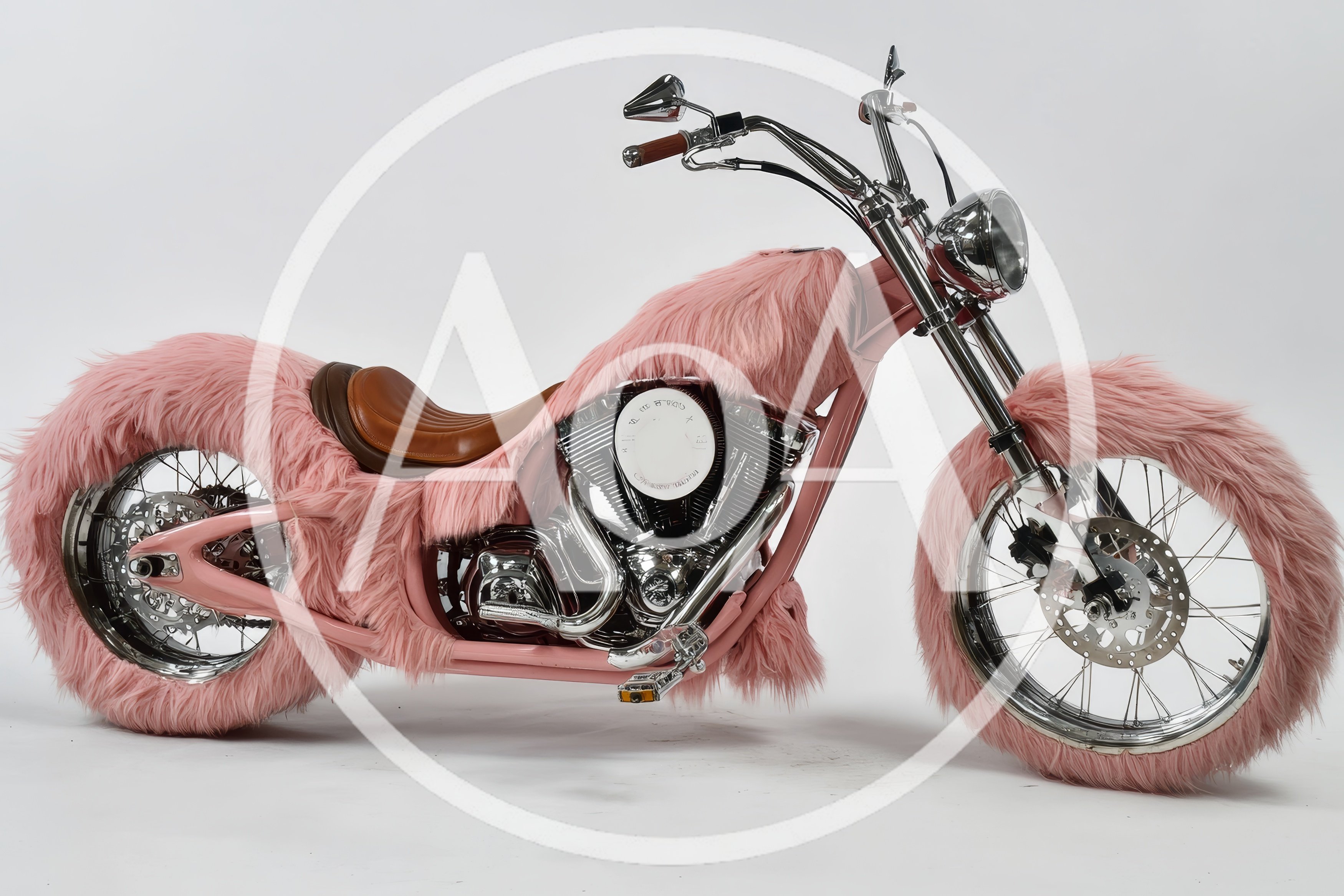 Custom Pink Fur Covered Chopper Motorcycle