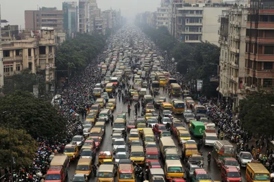 Heavy Traffic Congestion On A Busy City Street
