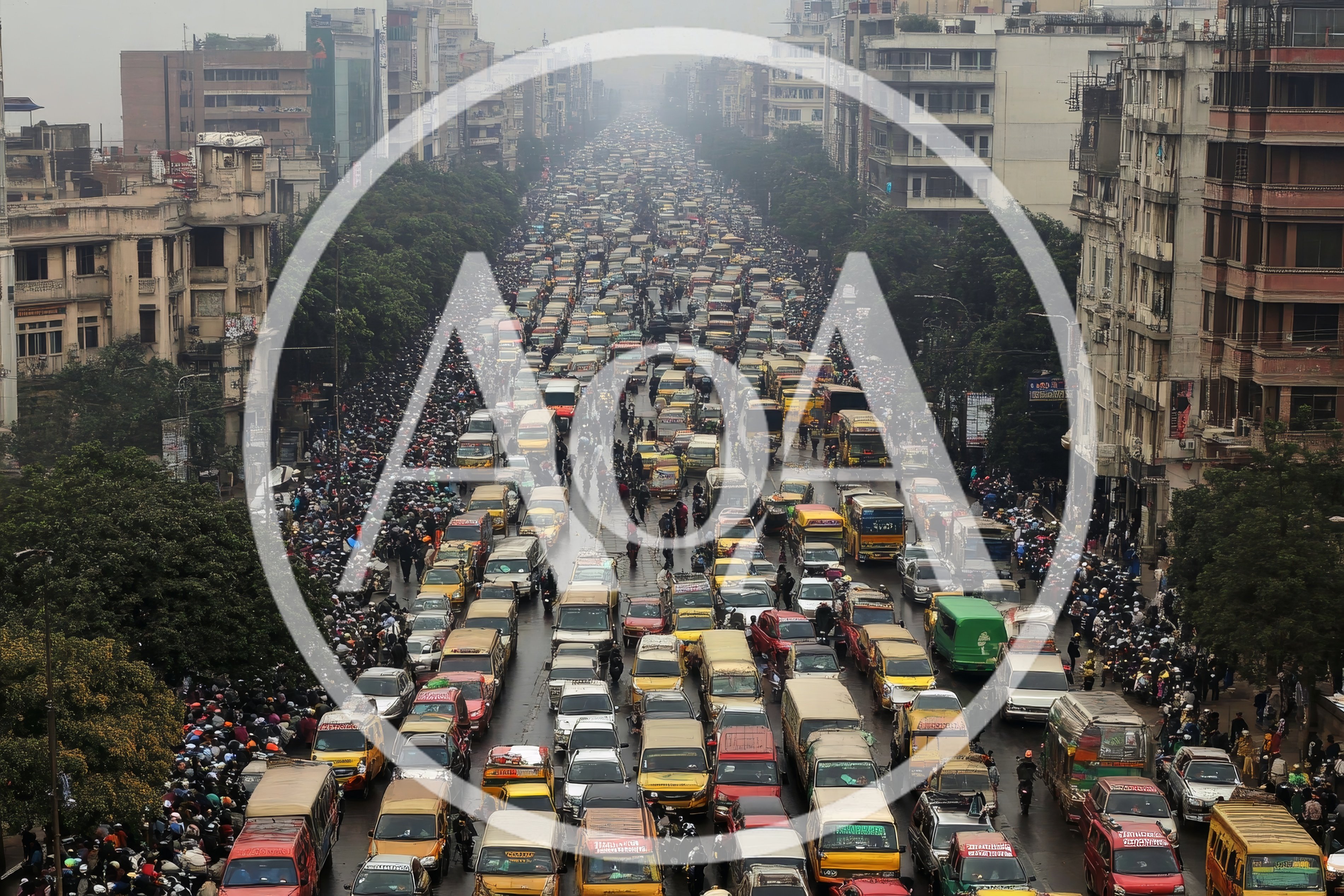 Heavy Traffic Congestion On A Busy City Street