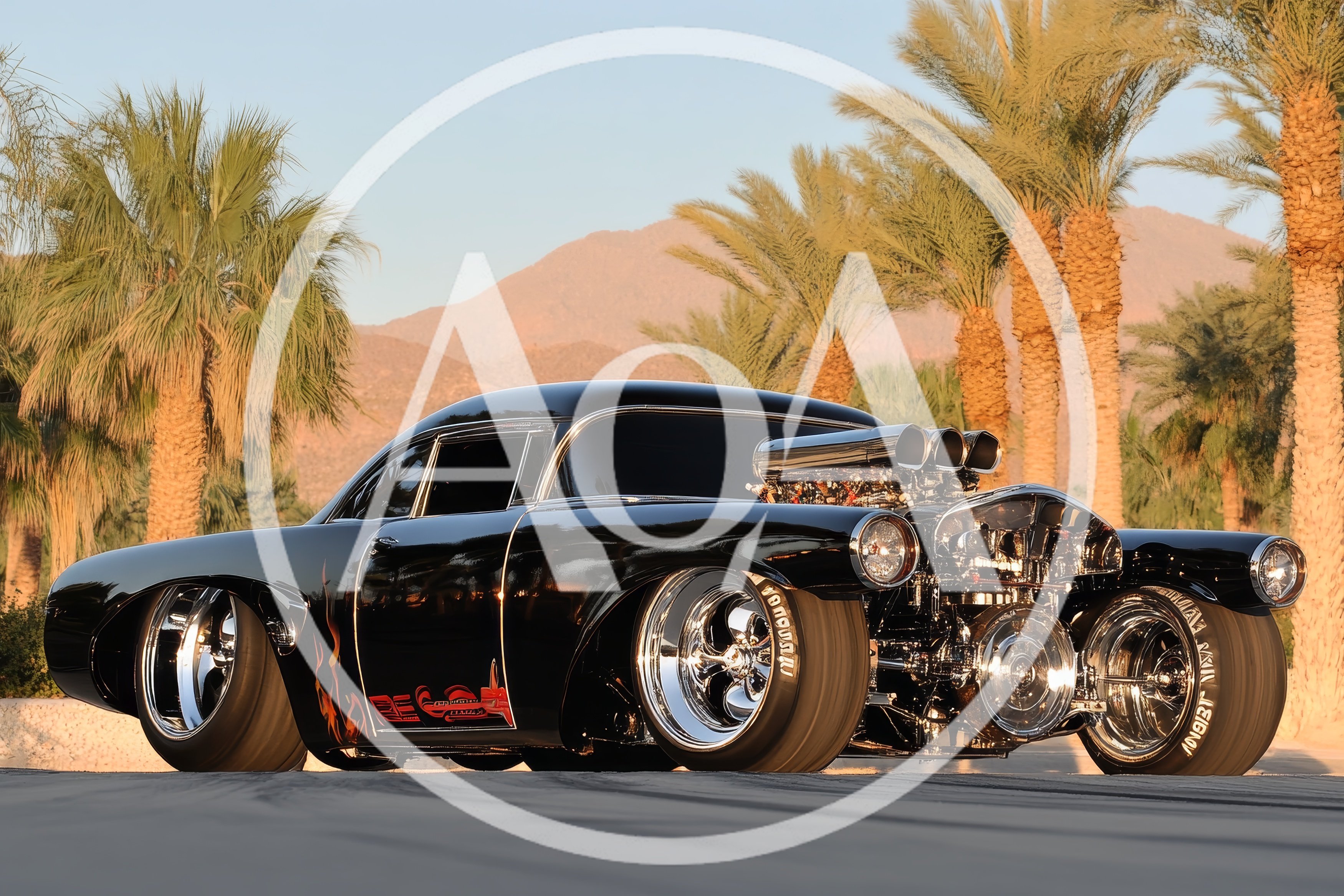 Custom Black Pro Street Hot Rod Car