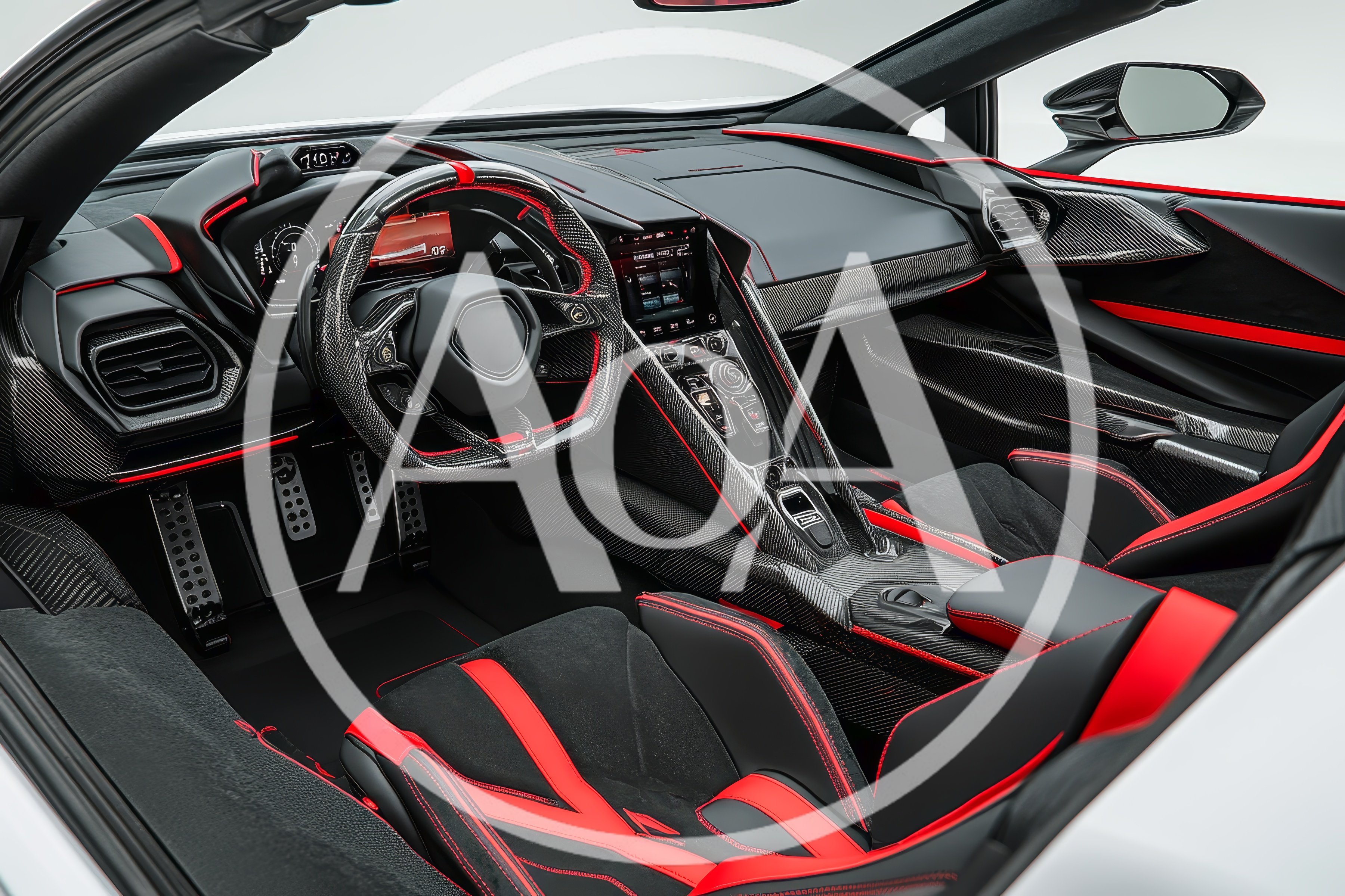 Modern Luxury Sports Car Interior Cockpit