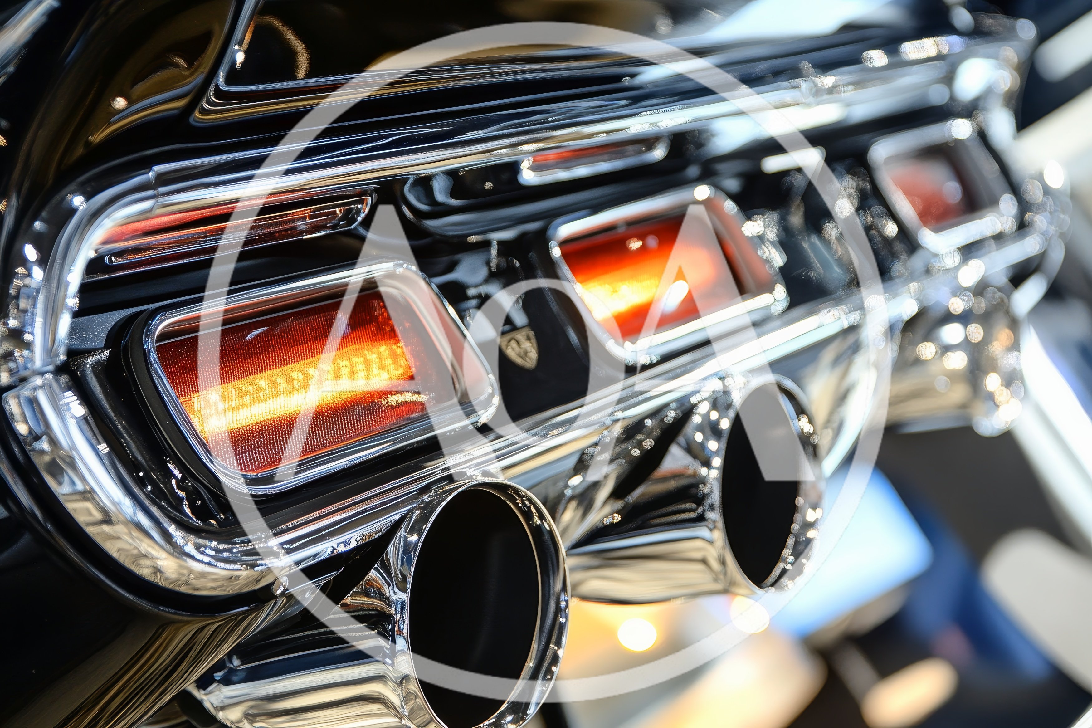 Close Up Of Classic Car Tail Lights And Exhaust