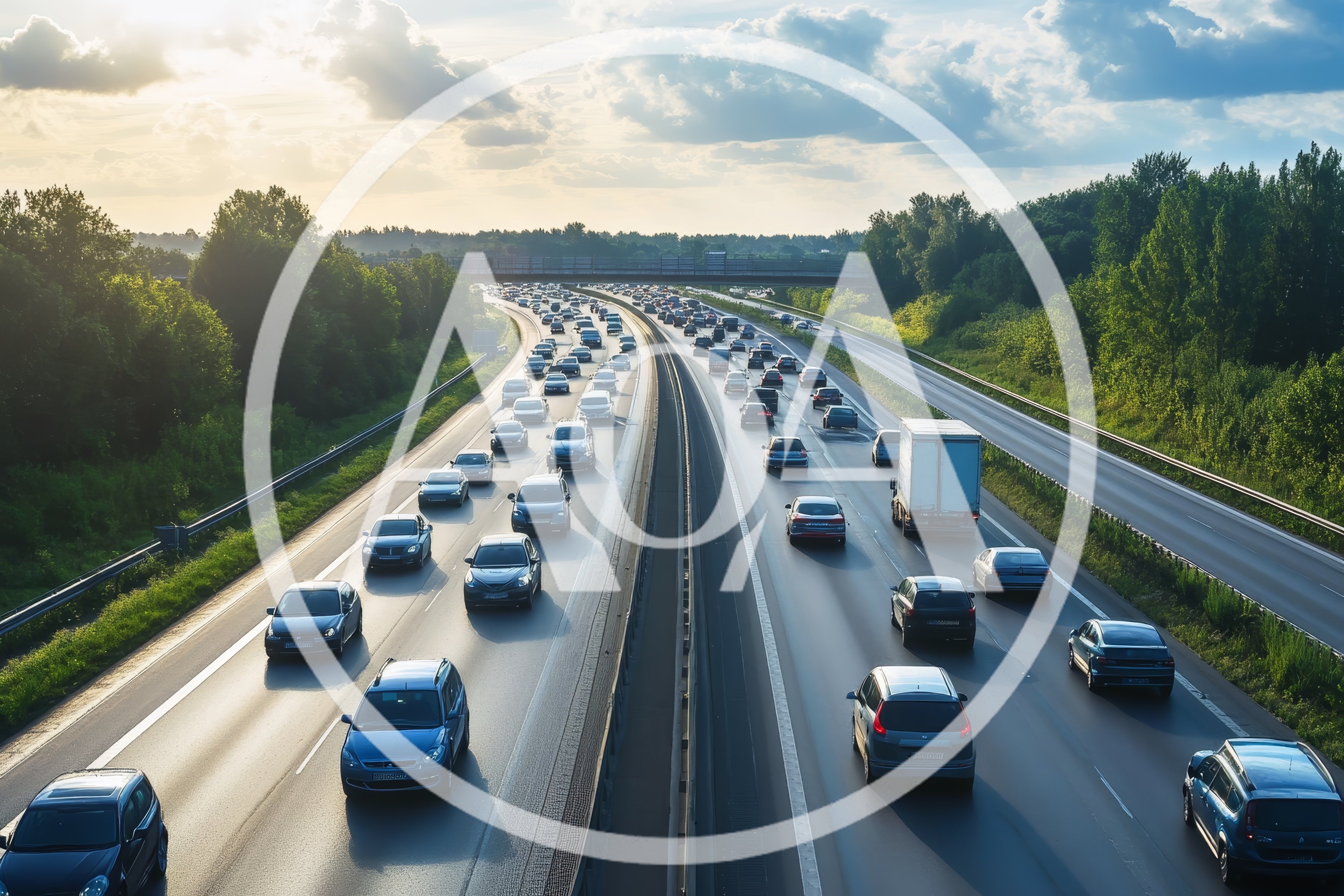 Heavy Traffic Flow On A Multi Lane Highway