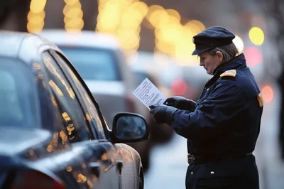 Parking Enforcement Officer Issuing A Ticket