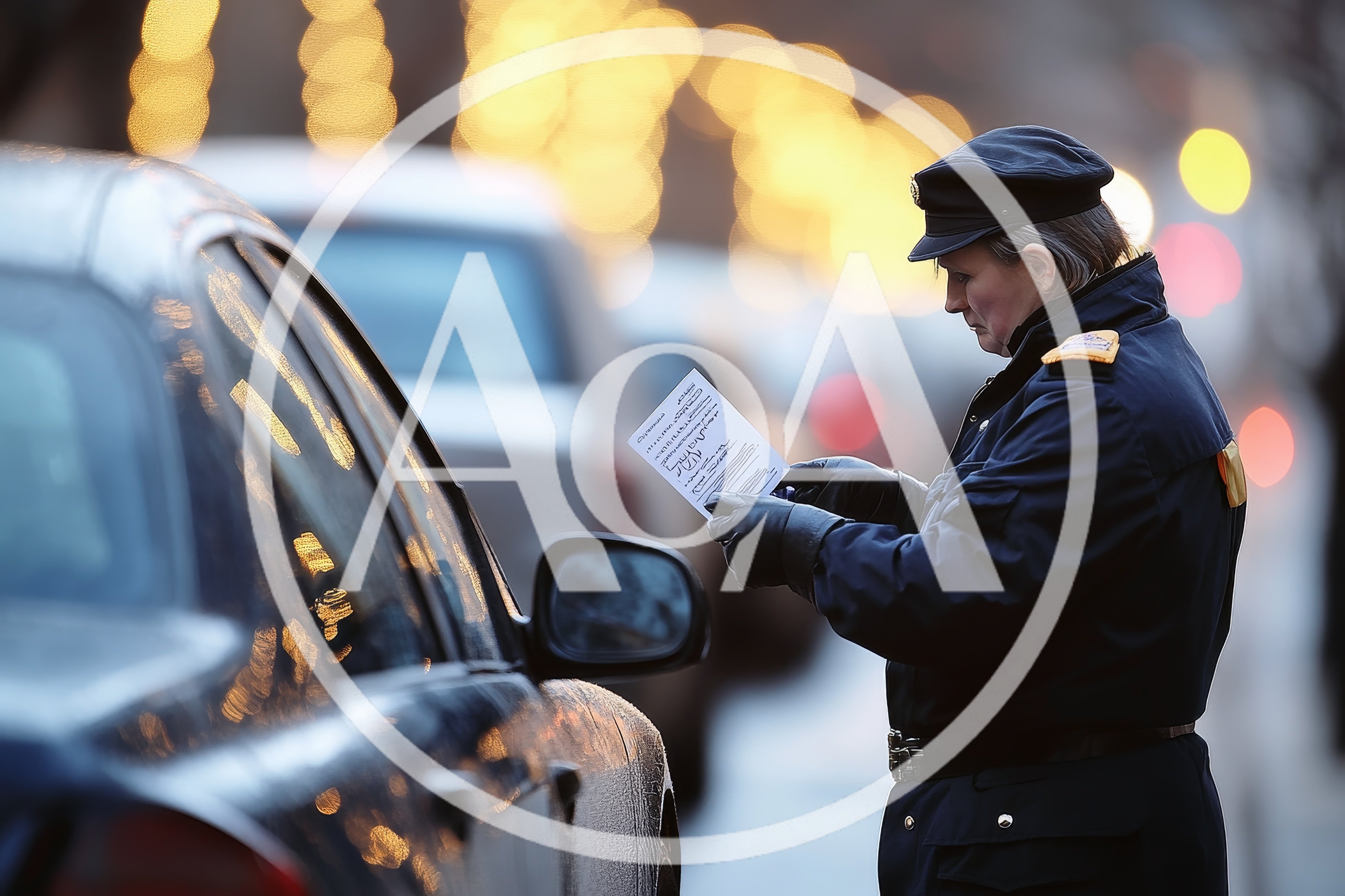 Parking Enforcement Officer Issuing A Ticket