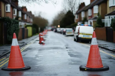 Traffic Cones Blocking A Residential Street