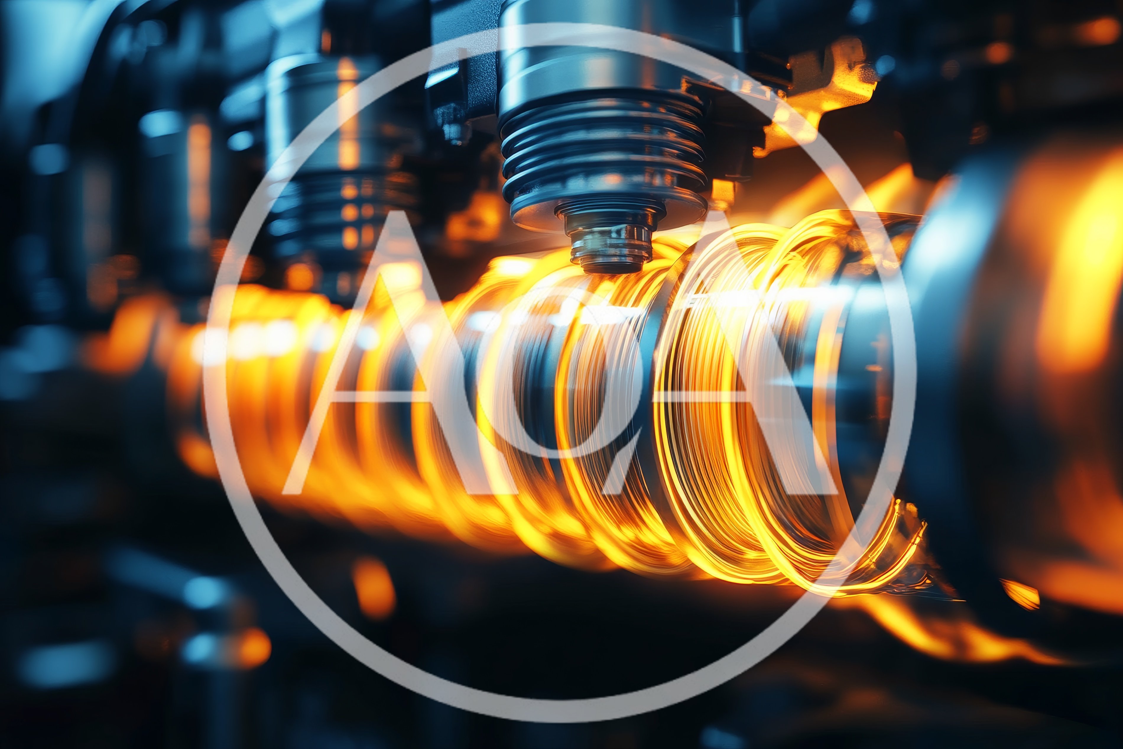 Industrial Manufacturing Process With Glowing Heated Metal Coil