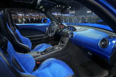 Interior View Of A Luxury Blue Sports Car
