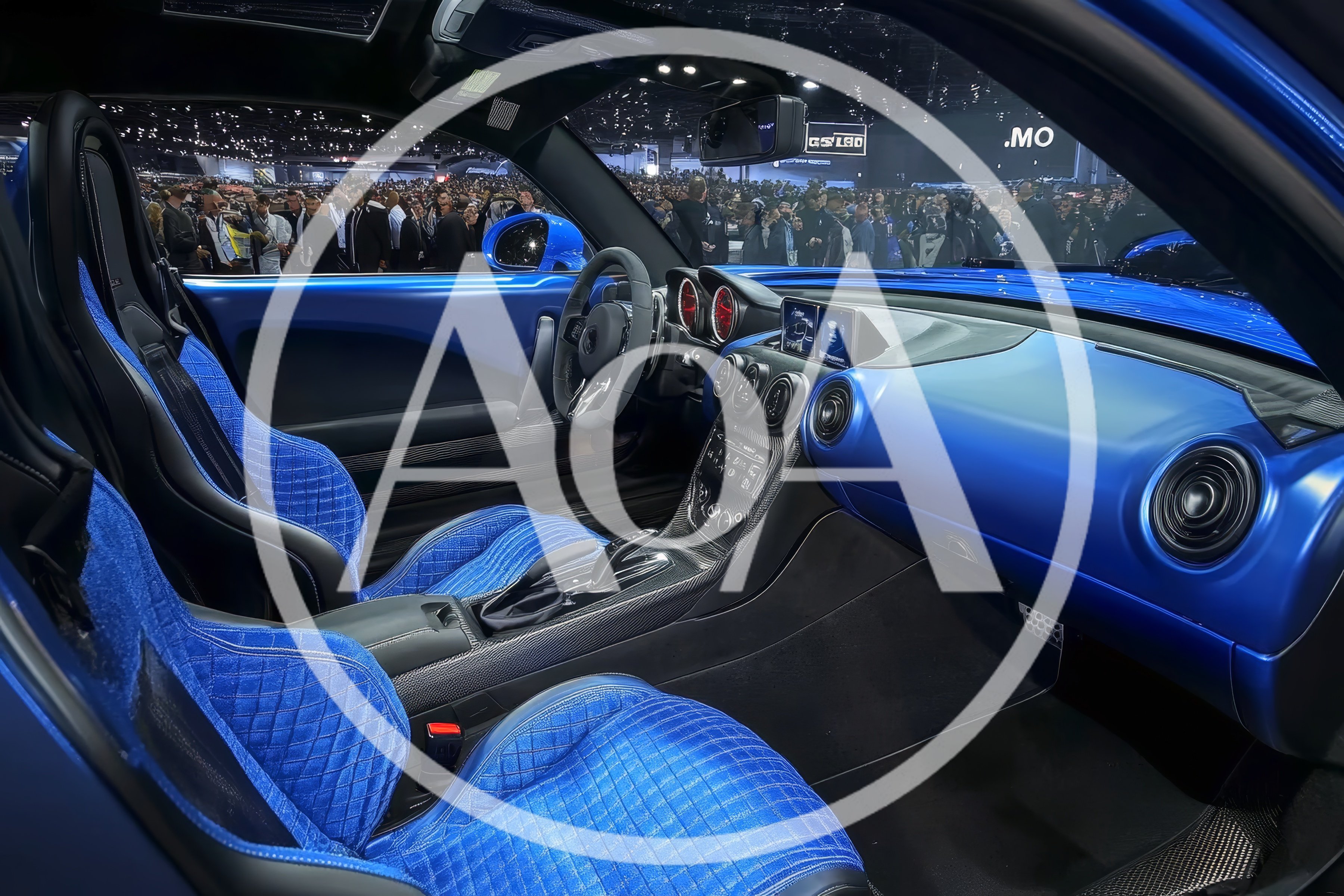 Interior View Of A Luxury Blue Sports Car