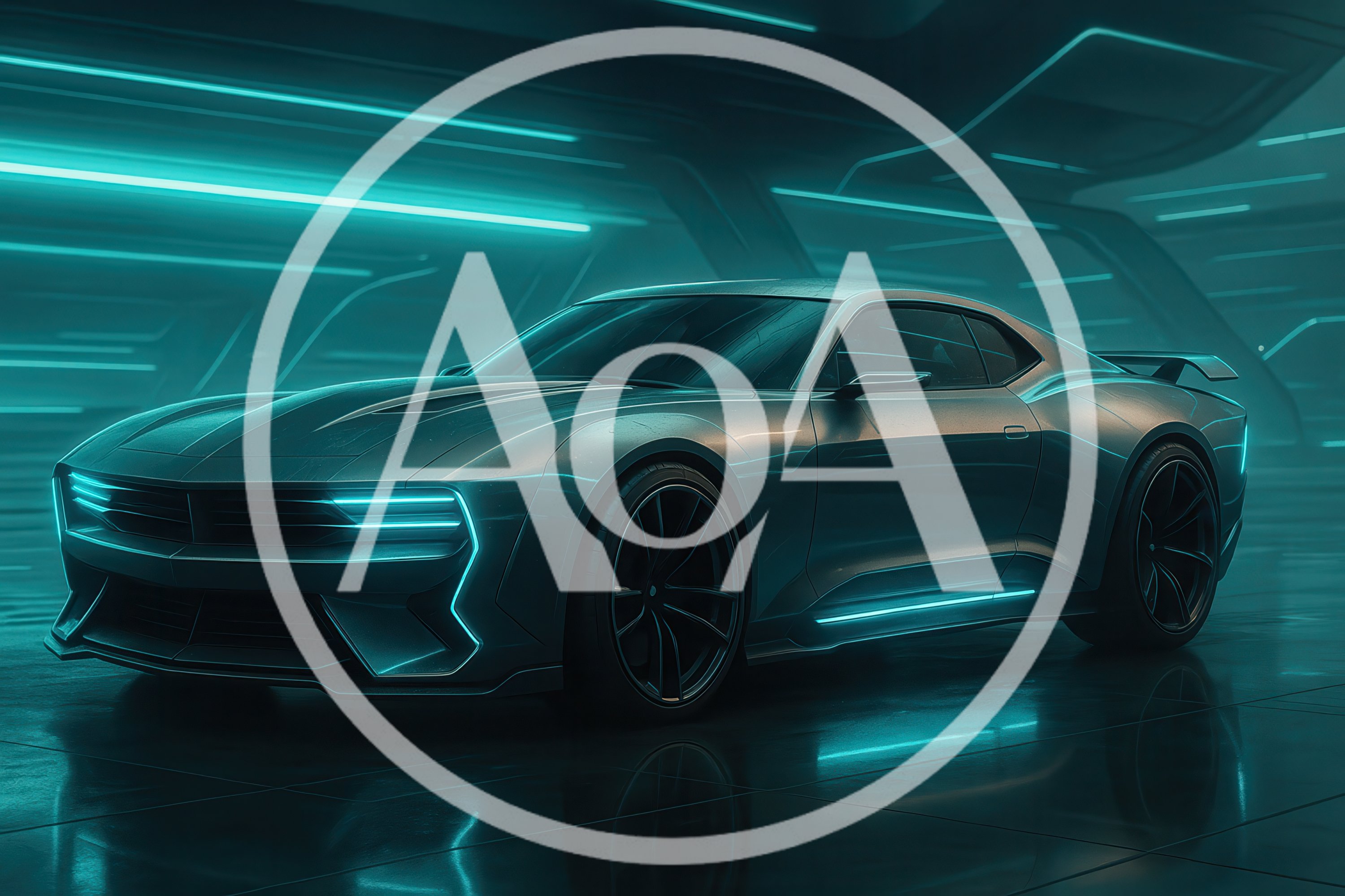 Futuristic Sports Car In Neon Lit Garage