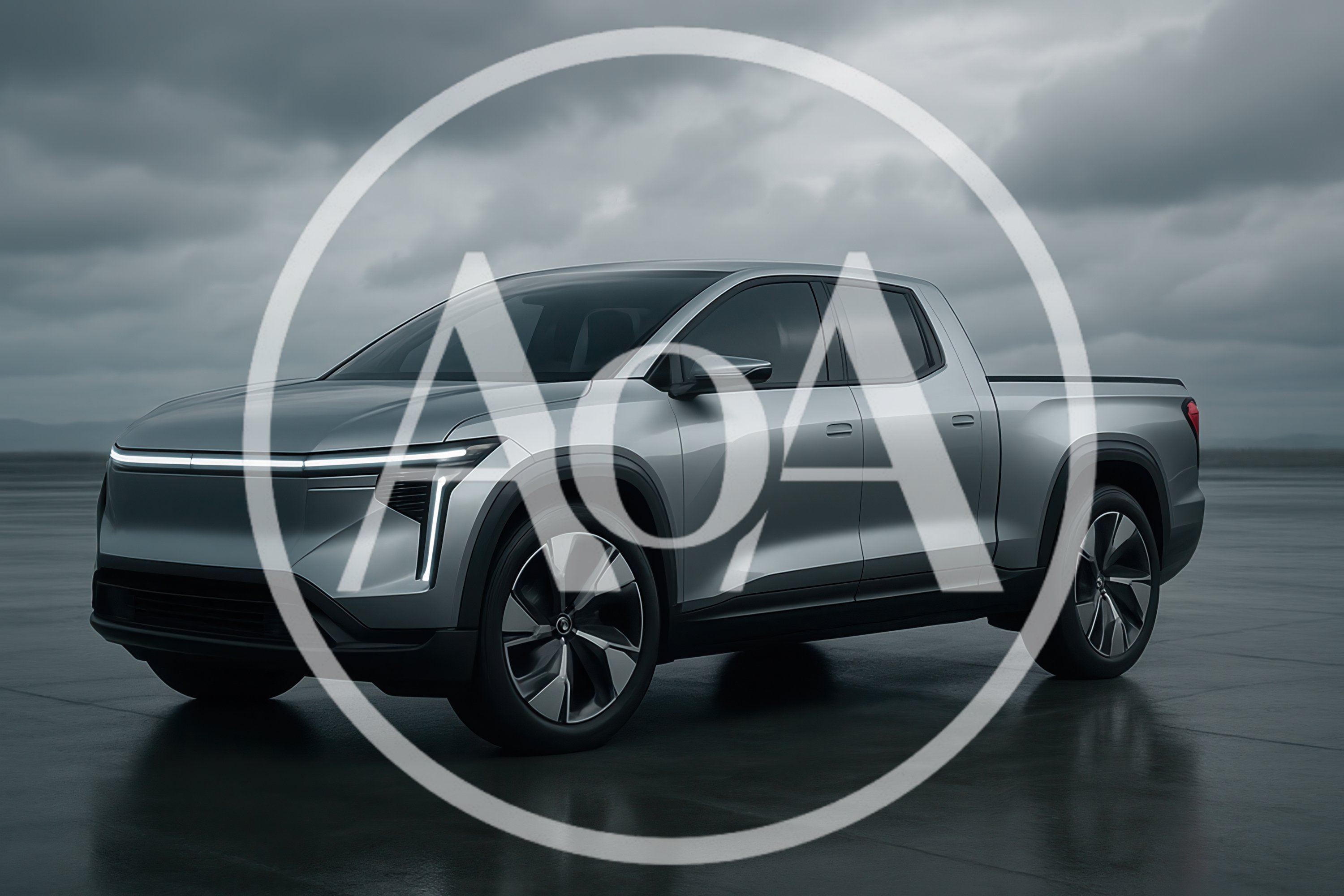 Modern Silver Electric Pickup Truck Concept