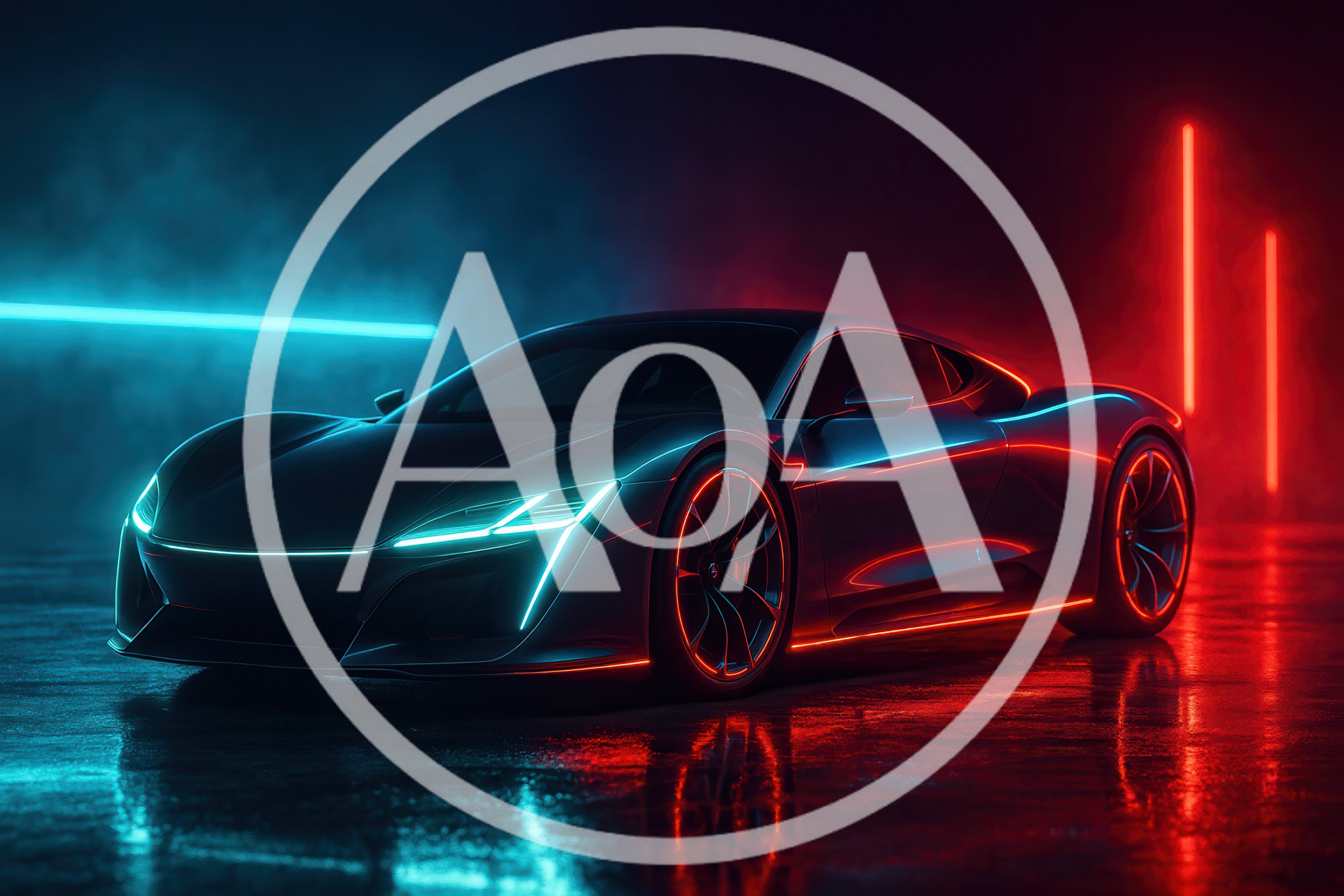 Futuristic Sports Car With Neon Lighting Effects