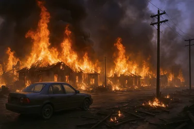 Residential Neighborhood Engulfed In Massive Wildfire Flames