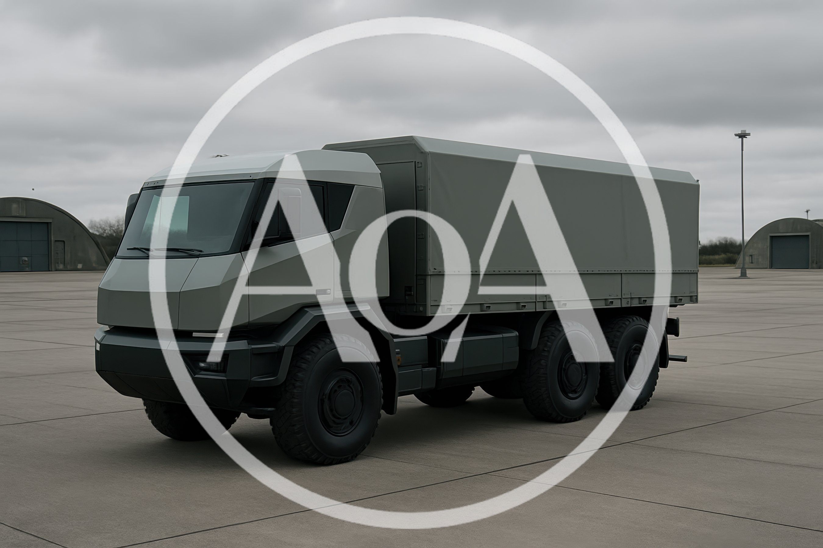 Modern Military Tactical Cargo Truck on Airfield