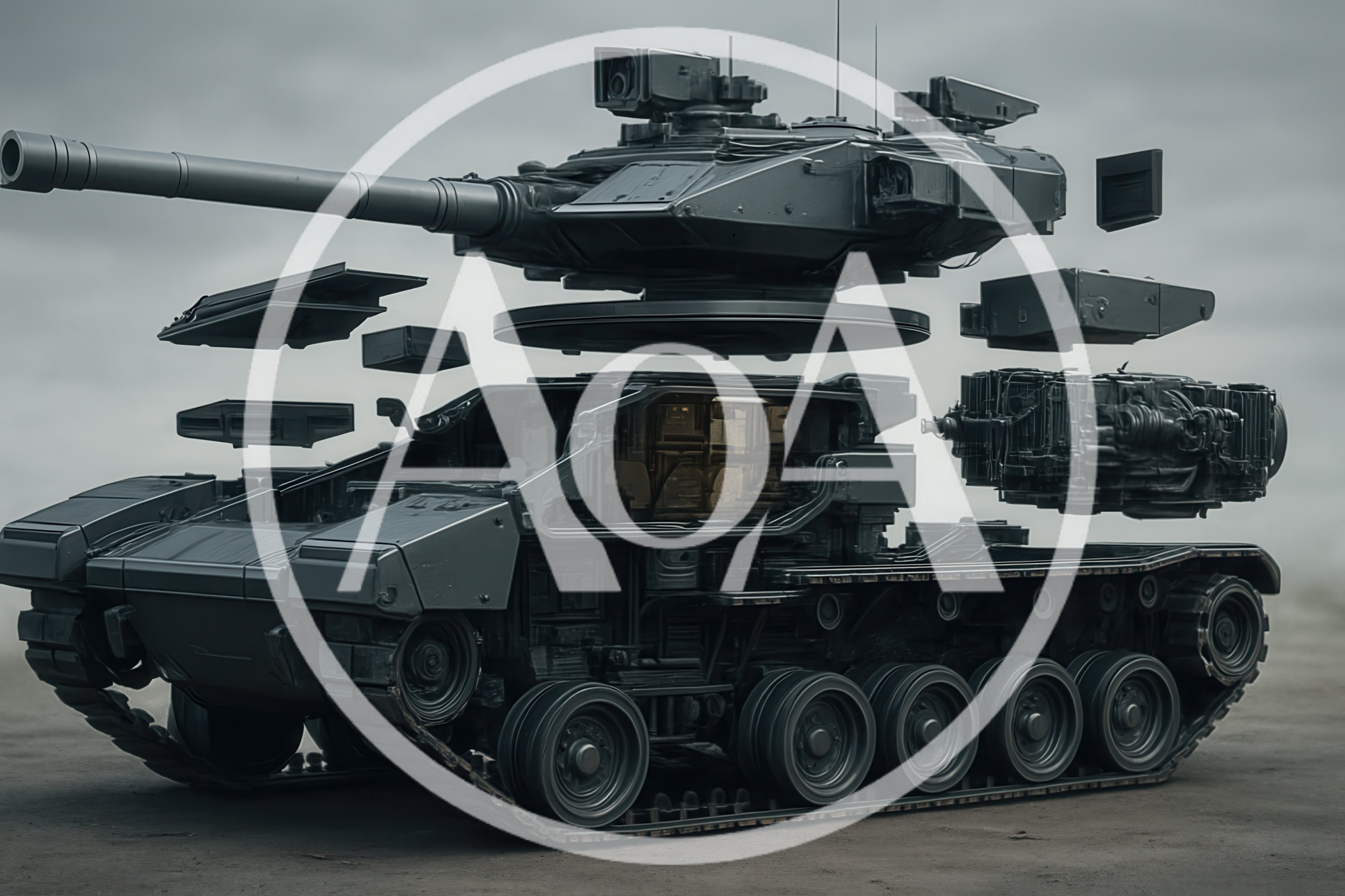 Exploded View Of A Futuristic Military Tank