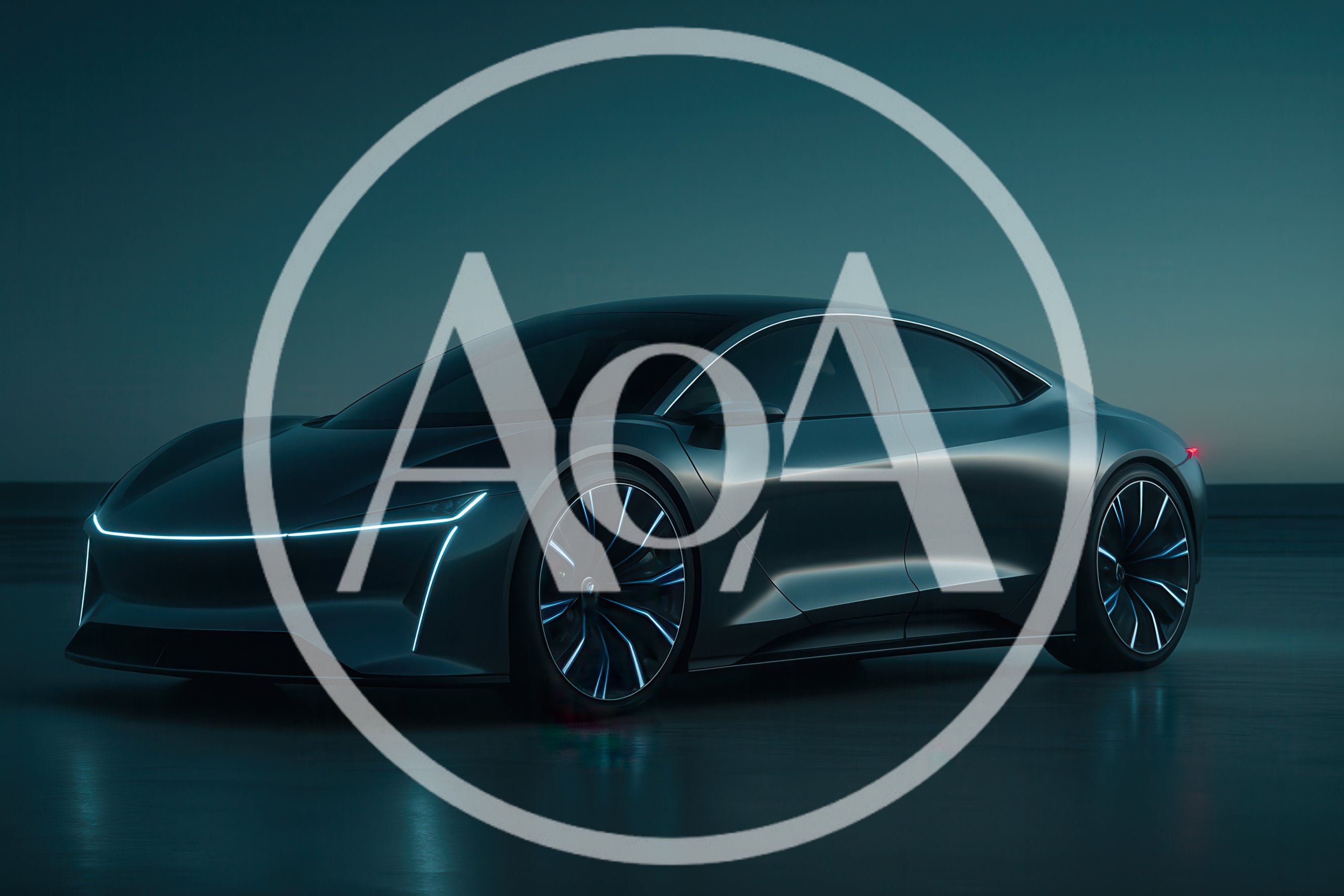 Futuristic Electric Concept Car In Dark Studio