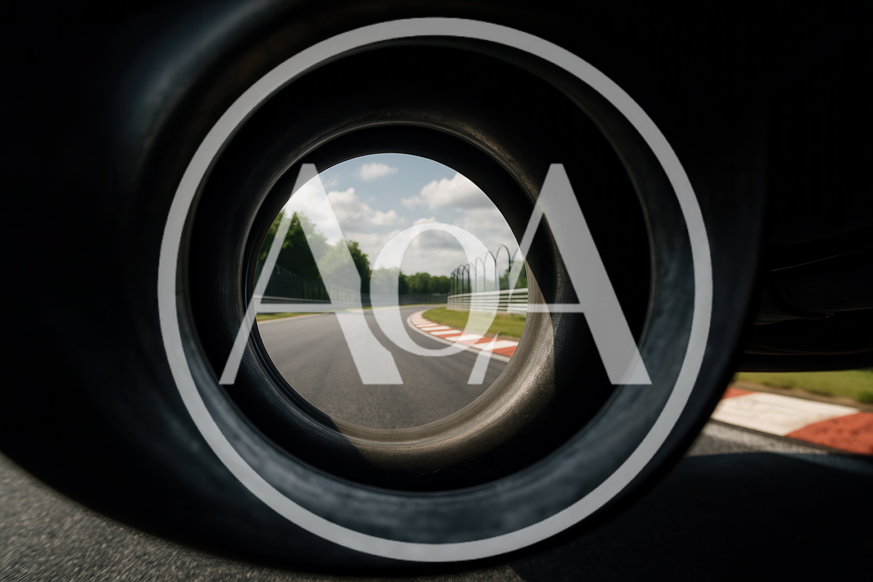 View Through A Racing Tire On A Racetrack