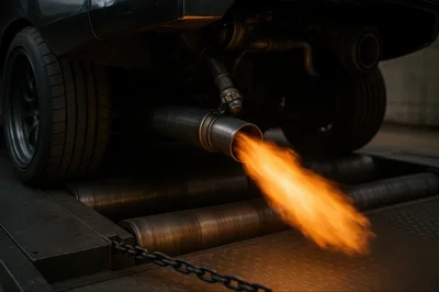 Car Exhaust Backfire During Dyno Testing