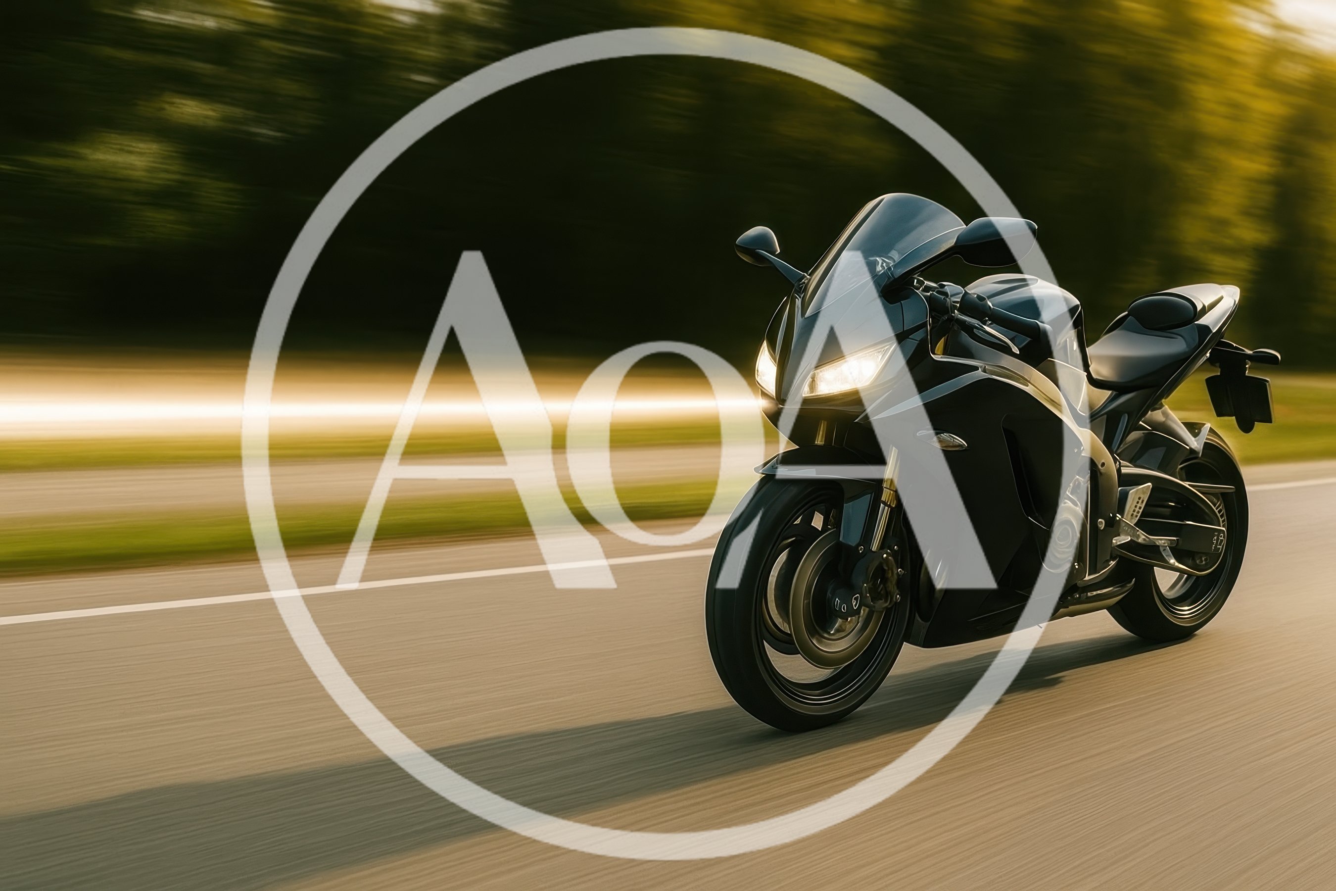 Black Sportbike Riding Fast on a Rural Road