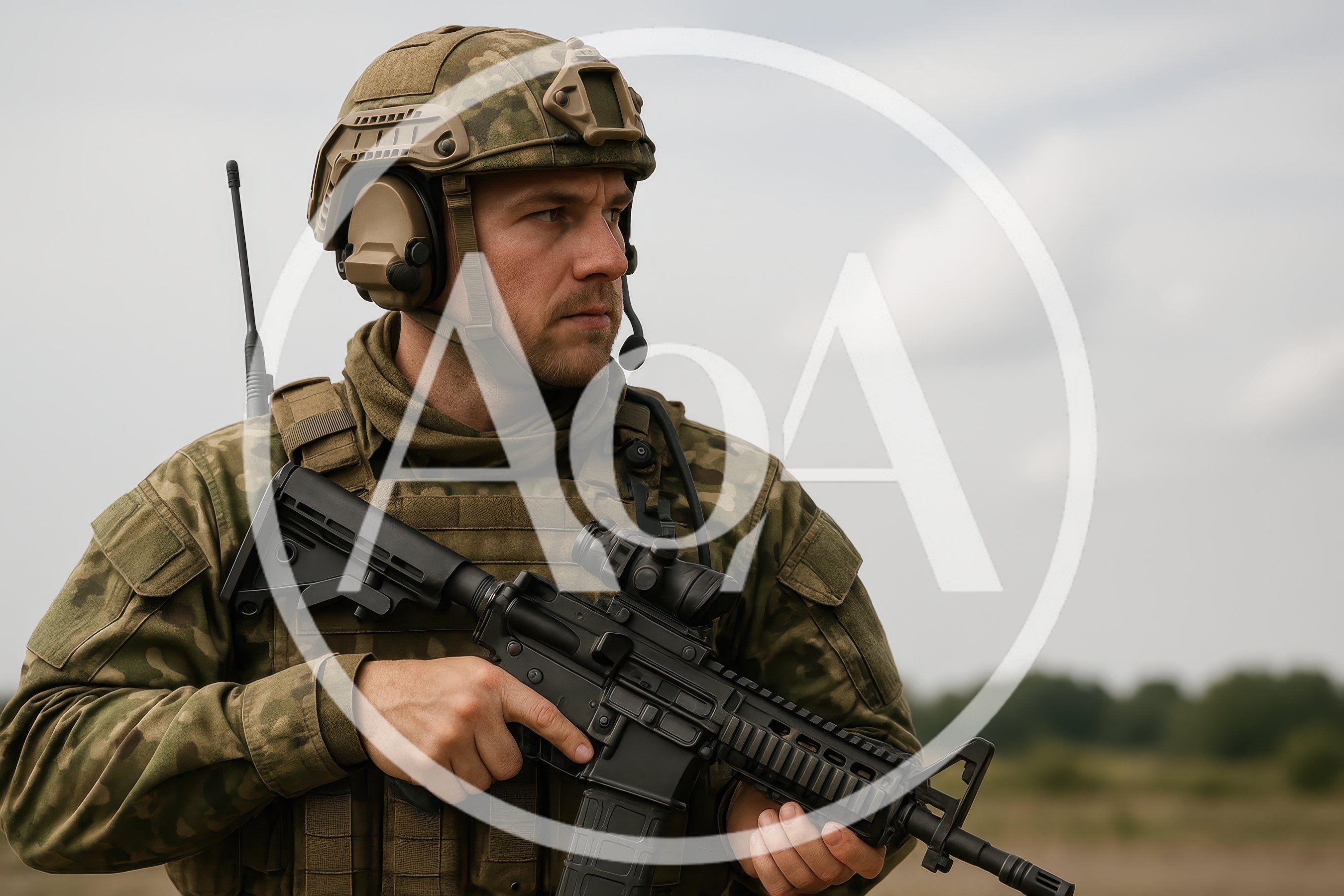 Soldier In Camouflage Uniform Holding An Assault Rifle