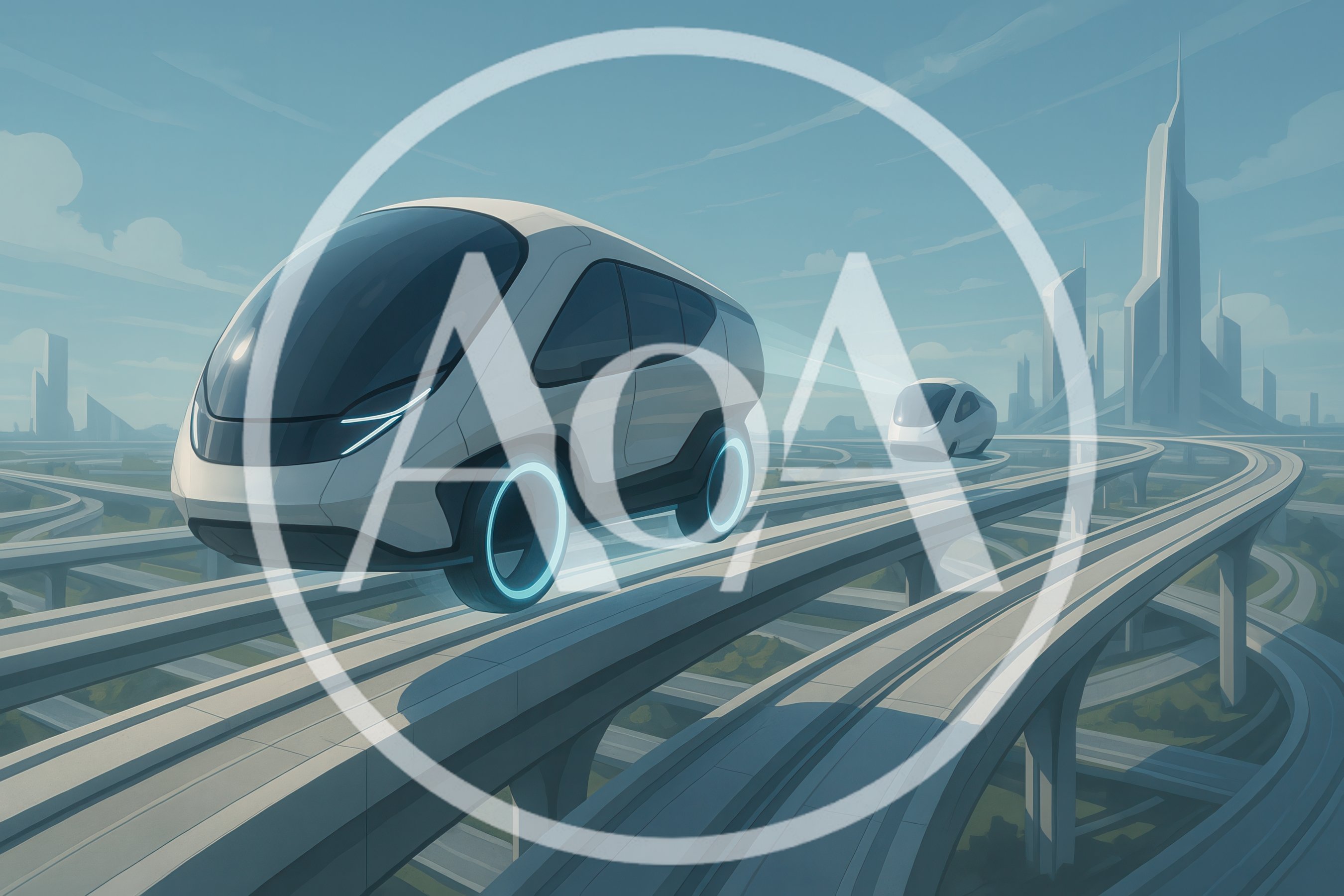 Futuristic Autonomous Vehicles Traveling On Elevated Highway