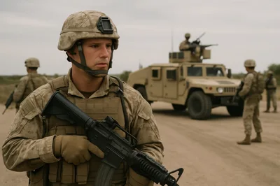 Soldier Standing Guard During Military Field Training Exercise