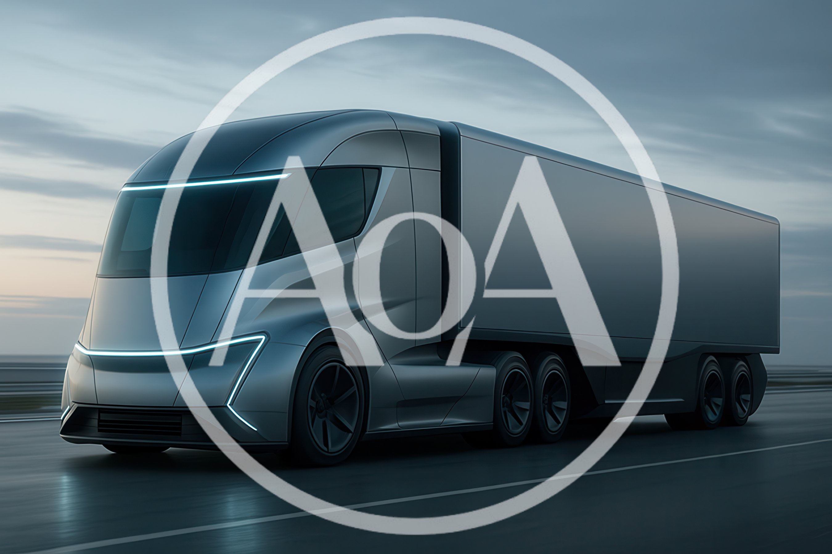 Futuristic Electric Semi Truck Driving On Highway