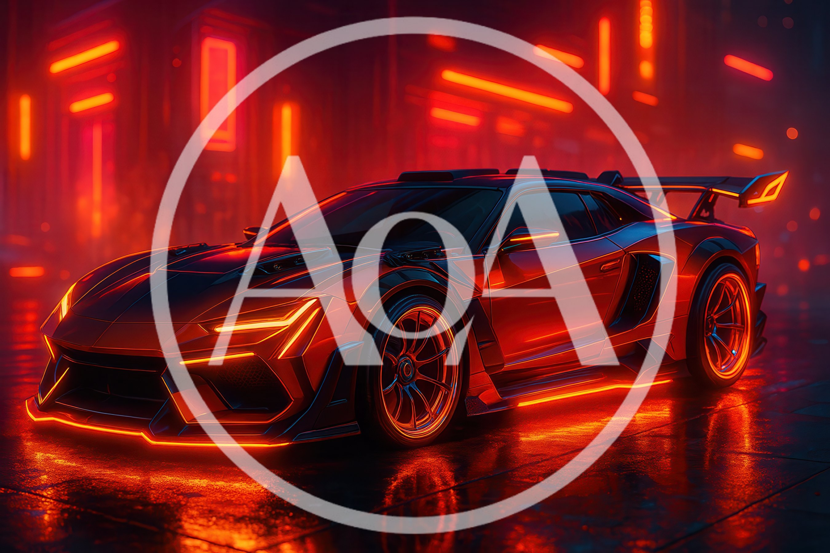 Futuristic Sports Car With Neon Lighting