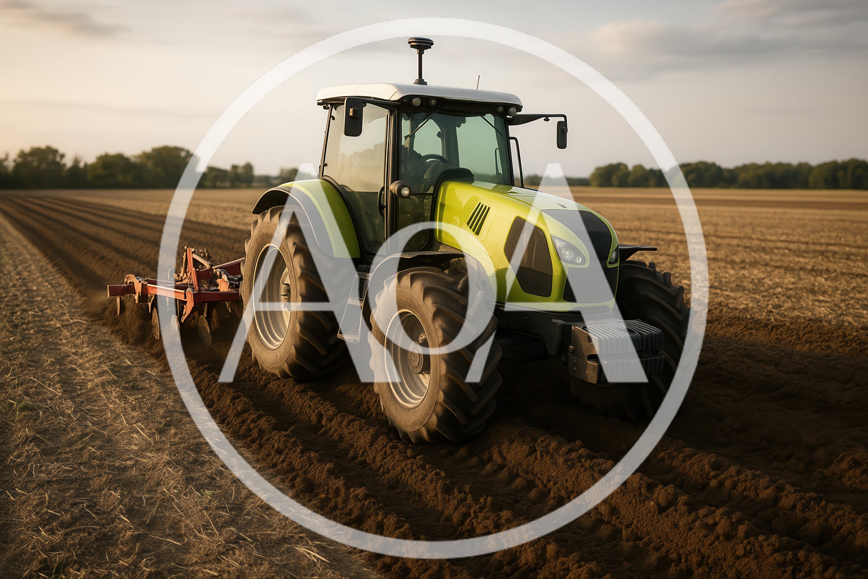 Green Tractor Plowing Field During Golden Hour
