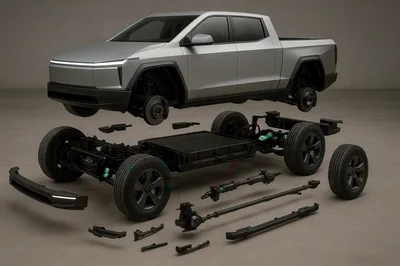 Exploded View Of Electric Pickup Truck Chassis