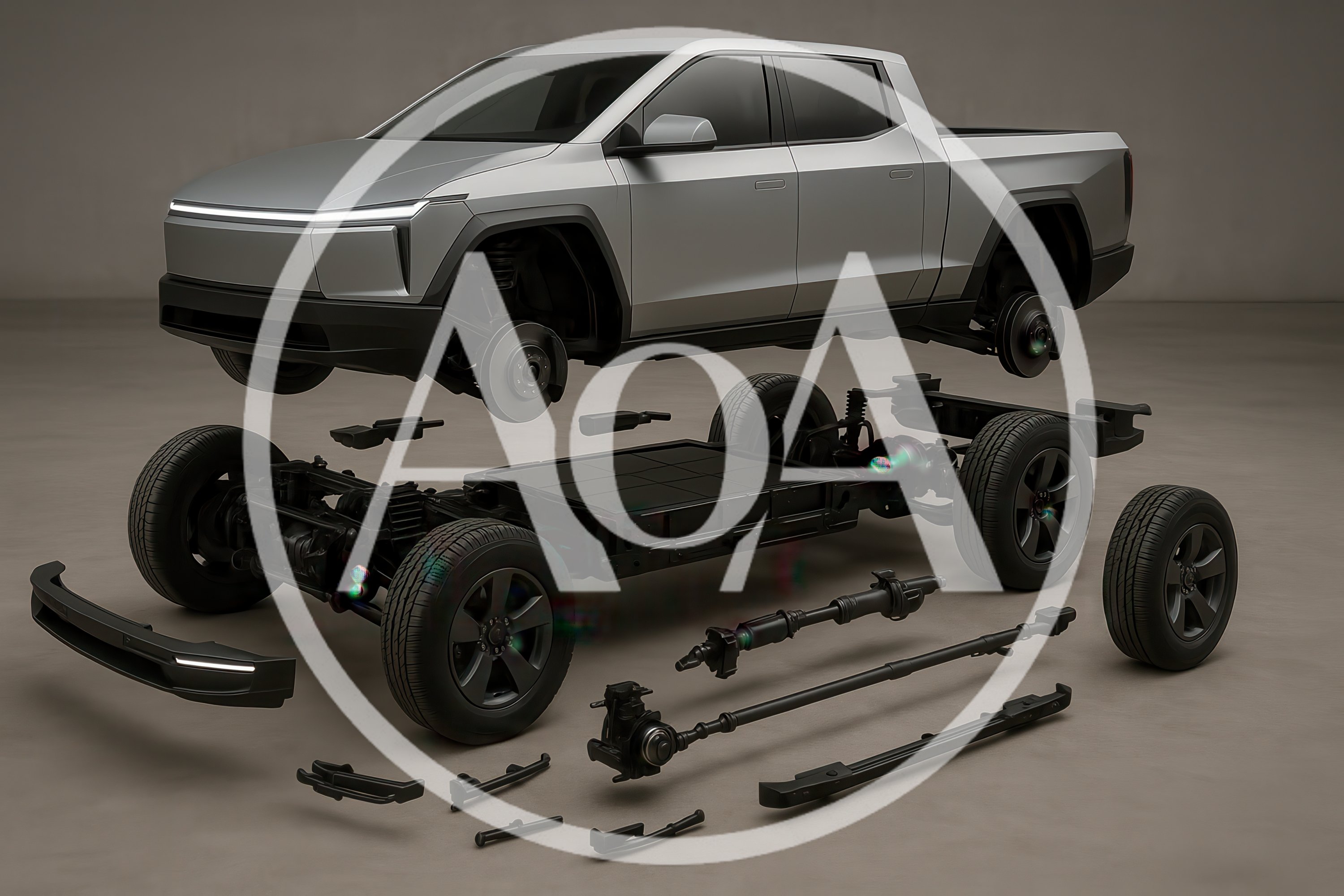 Exploded View Of Electric Pickup Truck Chassis