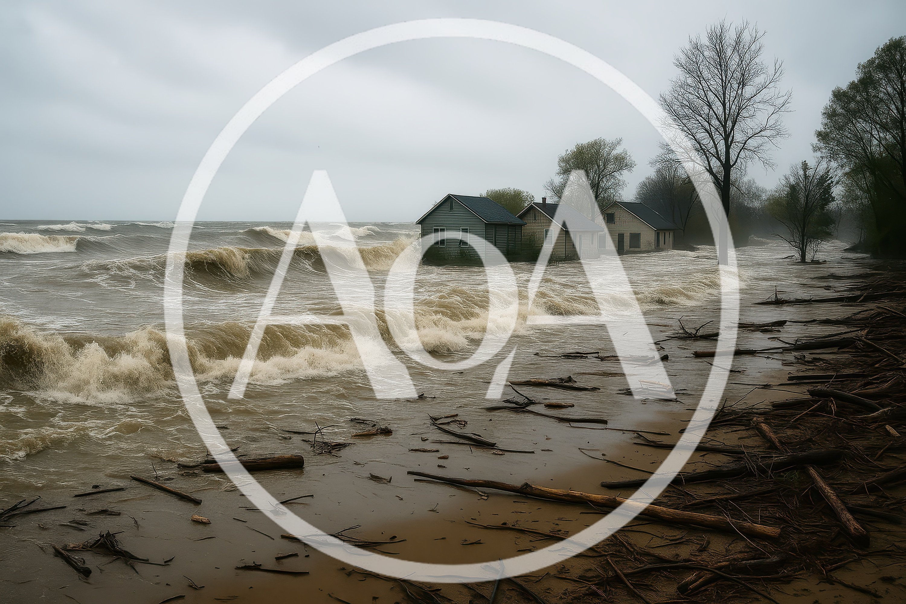 Coastal Houses Flooded During Severe Storm Surge
