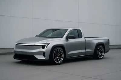 Modern Silver Electric Pickup Truck Concept