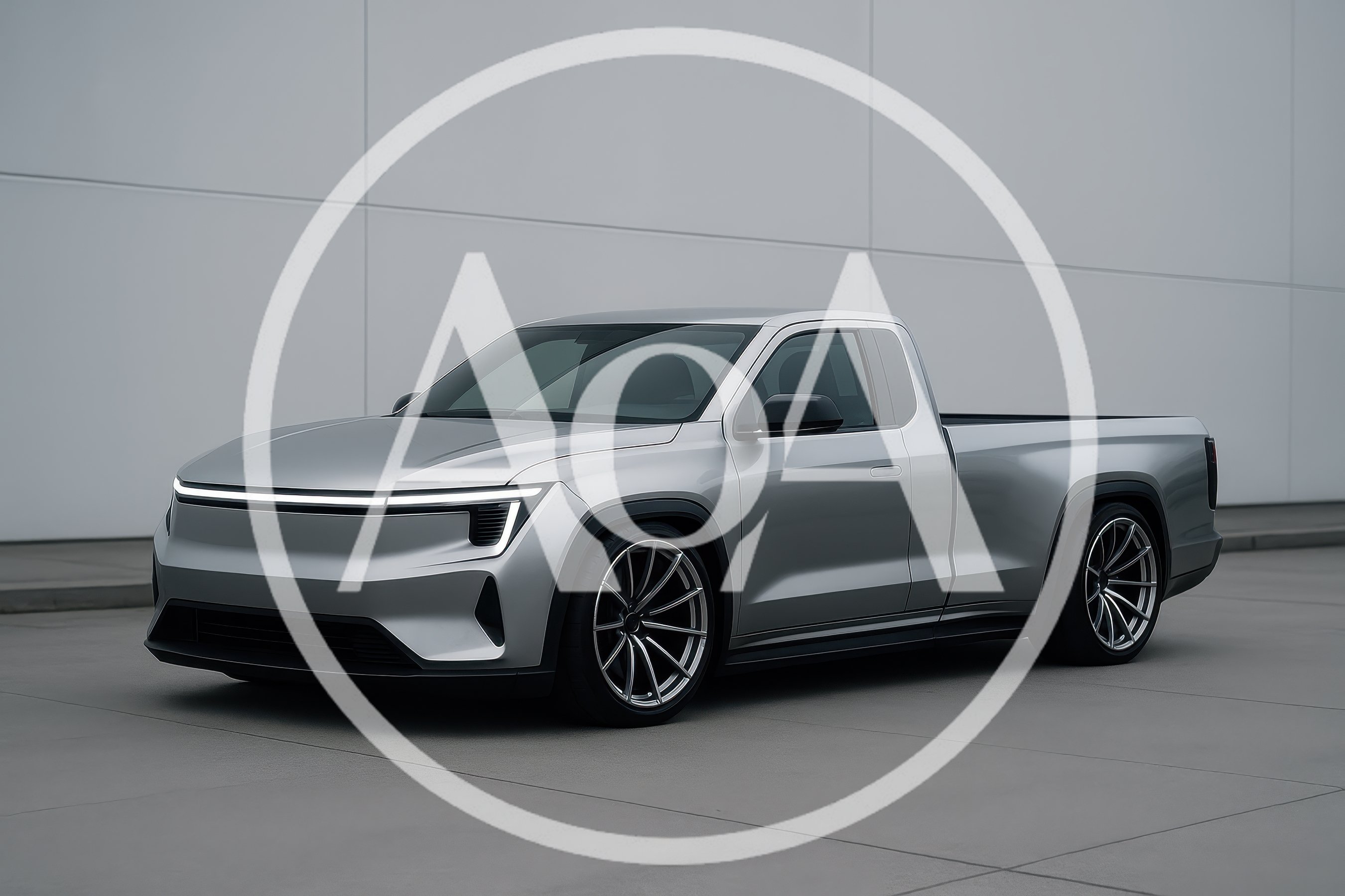 Modern Silver Electric Pickup Truck Concept