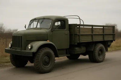 Vintage Military Cargo Truck Parked On Rural Road