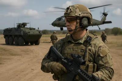 Soldier Standing Guard During Military Field Training Exercise