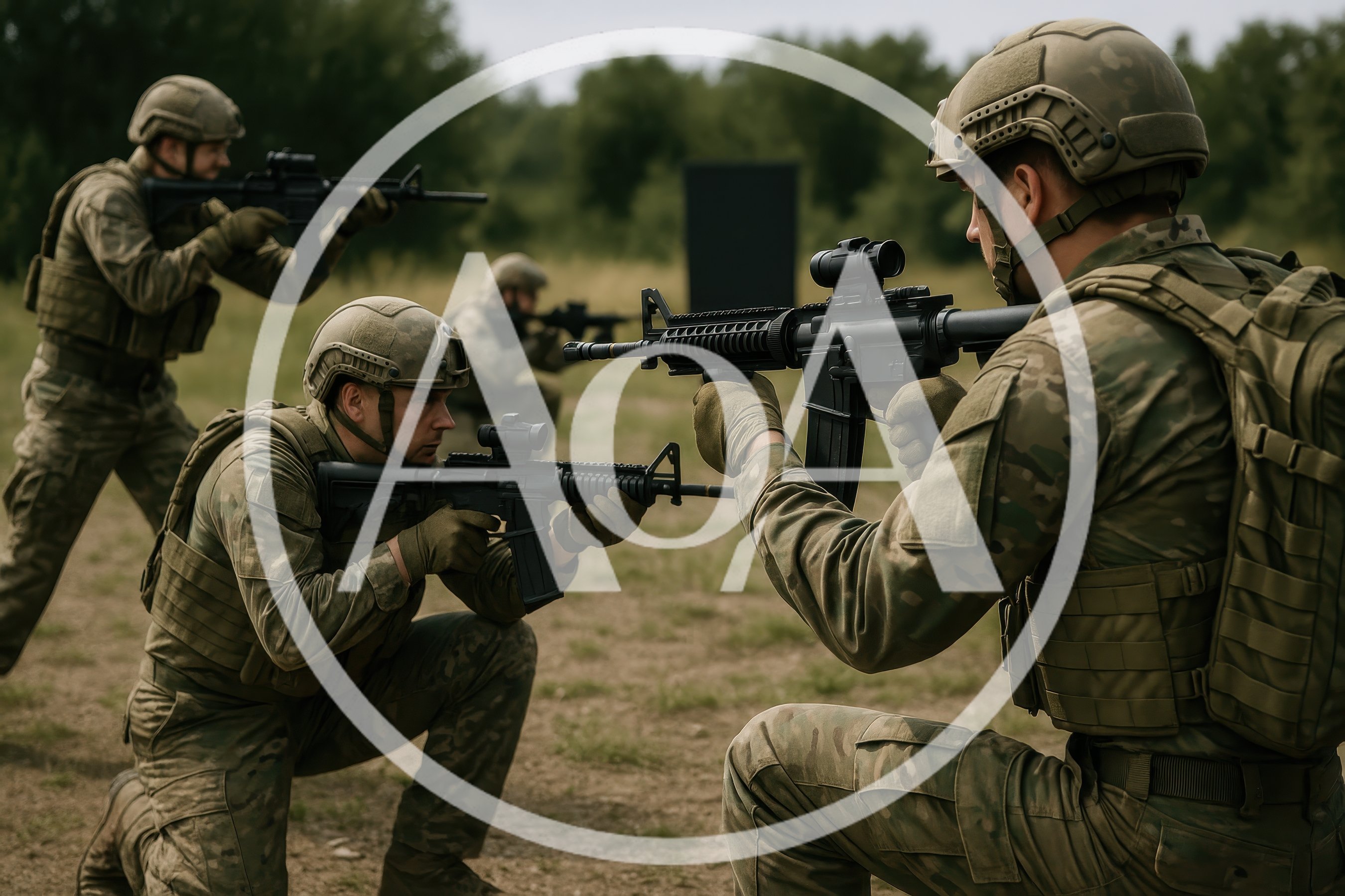 Soldiers In Tactical Formation During Field Training Exercise