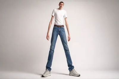 Tall Man With Extremely Long Limbs Standing