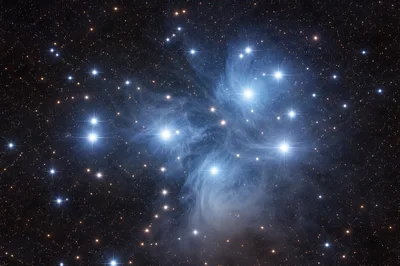 The Pleiades Star Cluster In Deep Space